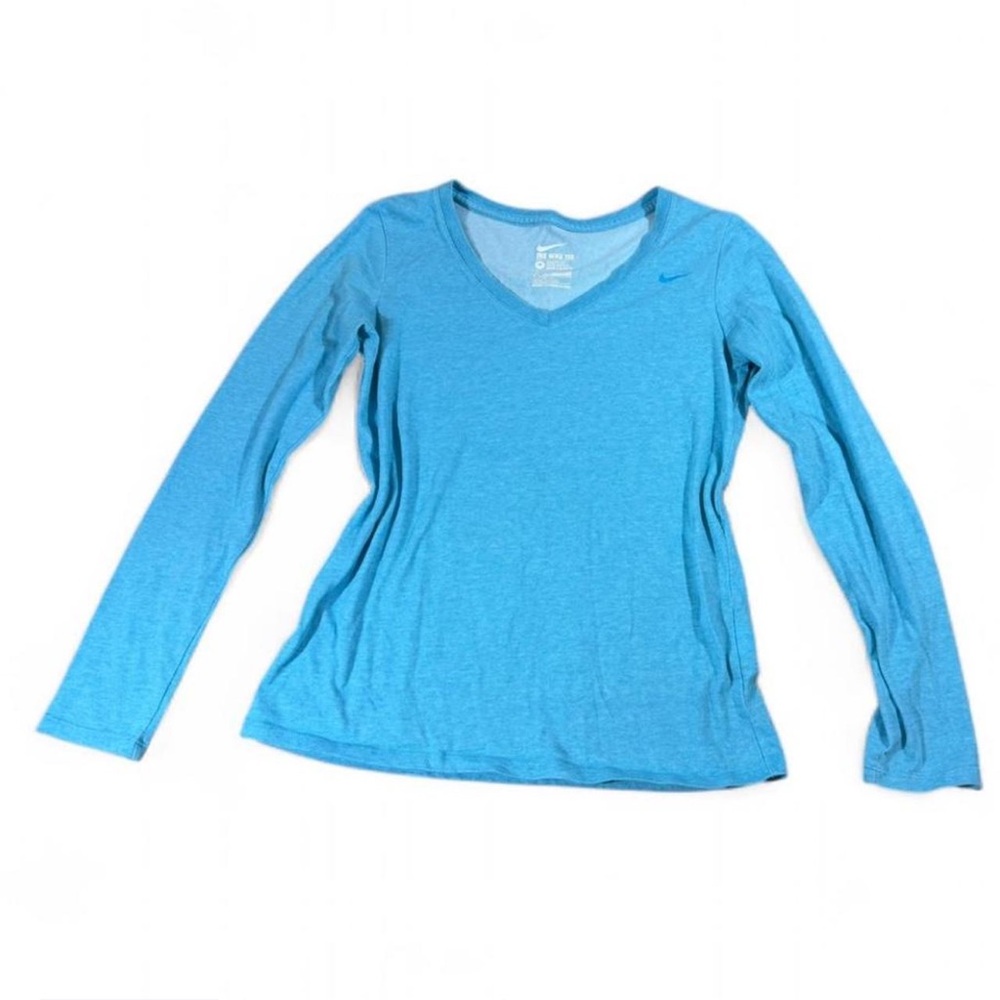 Nike Dri-FIT Long Sleeve Athletic Top – Women’s Medium blue v neck - Picture 2 of 6